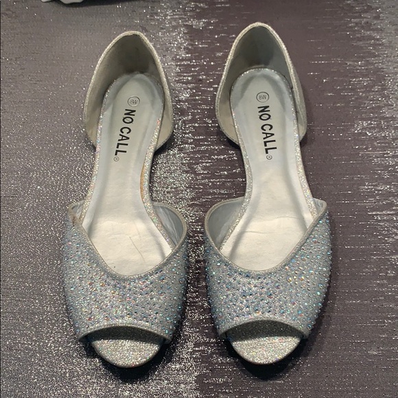 Silver Glitter & Rhinestone Sparkly Flats - Picture 3 of 6